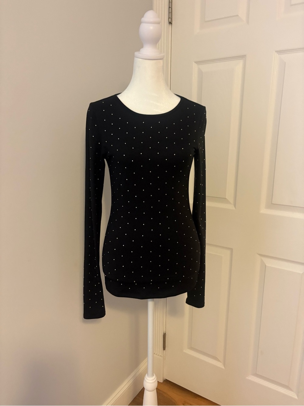 H&M Black Long-Sleeve Studded Top